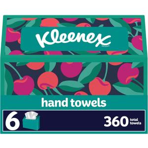 Kleenex Disposable Paper Hand Towels, 6 Boxes, 60 Tissues per Box (360 Total Tissues), Packaging May Vary (White)