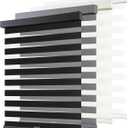 AOSKY Cordless Zebra Blinds for Windows Pull Down Roller Window Shades Dual Layer Light Filtering Privacy for Day and Night, Free-Stop Door Shades for Home Easy to Install (21" W X 72" H, Black)