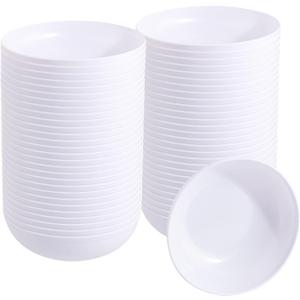 50Pack 12oz White Plastic Bowls - Disposable White Plastic Salsa Bowls Premium Heavy Duty - Ideal for Wedding &Party