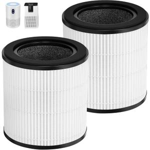 B-D02L Replacement Filter,Compatible with MOOKA B-D02L/M05 Air Purifier,Also fits VEWIOR B-D02U&KOIOS B-D02L Air Purifier,Replacement Filter for MOOKA Air Purifier B-D02L 2-Pack (White (black cover plate))