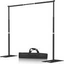 10x10ft Pipe and Drape Stand Kit, Adjustable Heavy Duty Backdrop Stand with Metal Steel Flat Base, Large Extendable Sturdy Photo Background Stand Frame for Wedding Parties Banner Photography (Black)