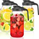 Glass Mason Jar Pitcher with Pour Spout Lid, 64OZ Leak-proof Wide Mouth Jugs for Cold Brew Coffee, Breast Milk Storage, Water, Sets of 3
