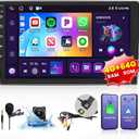 4G/WiFi - 8 Core 4+64G - 10.1 Inch Android 15 Double Din Car Radio Stereo with Wireless Carplay Android Auto, HD Touchscreen with GPS Bluetooth5.0 DSP FM/AM/RDS SWC USB Backup Camera MIC