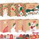 woric 16 Pcs Extra Large Christmas Gift Bags with Handles, 48 Christmas Gift Tags, 20x15x7 Inch Jumbo Xmas Paper Bags with for Present Wrap Party Decor Stocking Stuffers (Red Green Cute)