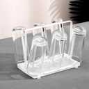 Cup Drying Rack for Countertop,Cup and Bottle Drying Rack with Wooden Handle-Countertop Organizer for Mugs, Glasses, and Bottles (White)