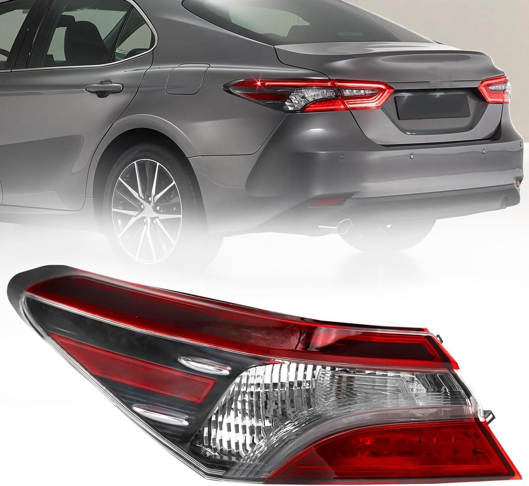 Left outer Tail Light Fit for 2021 2022 2023 Toyota Camry LE/SE/TRD, Halogen Tail Lamp Assembly Replacement (Driver Side)