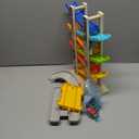 TOP Bright Wooden Race Track Car Ramp Toys for Toddlers 1-3 Years Old with 6 Mini Cars, 1 Car Garage & Extra Bridges, Toddler Montessori Toys for 1 Year Old Boys Girls Birthday