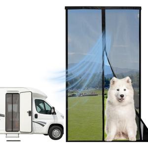 Universal Magnetic Screen Door for RV, Tear-Resistant RV Mosquito Net Proof with Magnetic Closure, Door Mesh Curtain for Camper, Travel Trailer, Pet-Friendly & Easy Install Bug Screen