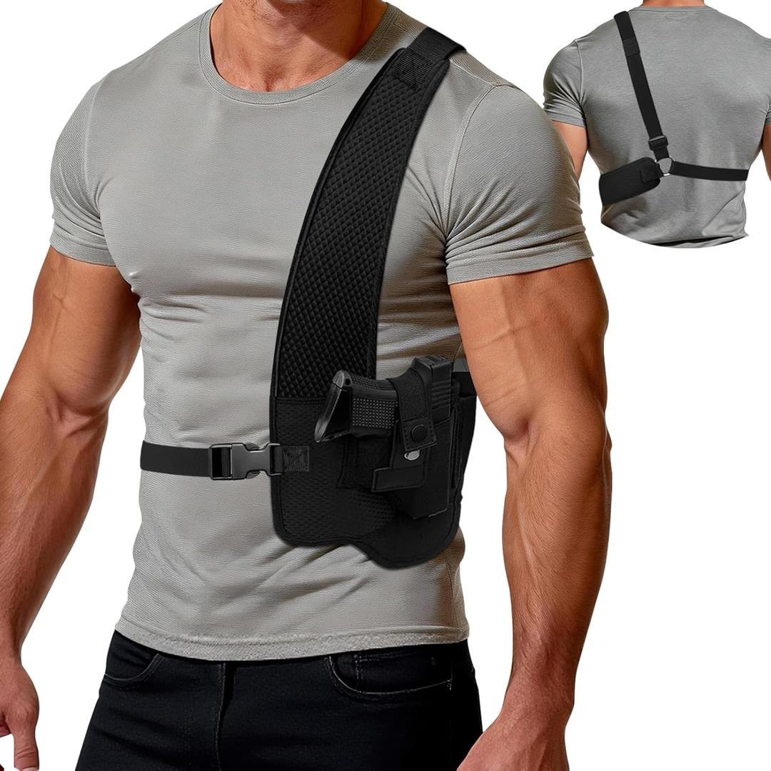 AIKATE Shoulder Holster for 9mm, Shoulder Holster with Magazine Pouch, Universal Chest Holster for Men, Fits Subcompact and Compact Pistols for S&W Bodyguard, Sig P365, Glock 17, 19, 26, 27, 43 (For 39'' to 45(45Right))