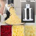 Ourokhome Rotary Cheese Grater Hand Crank, Kitchen Shredder Speed Mandolin Slicer Nuts Grinder with Handle and Drum Blades for Cheese, Vegetable, Walnut, Chocolate, Potato, Carrot, 3 Blades, Black