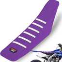 Dirt Bike Seat Cover - White Stripe Universial Seat Cover for Dirt Bike - Motorcycle Motorcross Enduro Seat Covers (Purple)