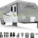 Umbrauto RV Cover 18-20ft: 7 Layers Travel Trailer Cover, Waterproof Camper Cover, Toy Hauler Cover with Tongue Jack Cover, Extra Windproof Ropes, Gutter Covers