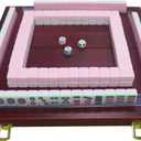 Miniature Chinese Mahjong Game Set with Foldable Table 144 Mini-Tiles, Case, and Accessories, Travel Set (Pink, 22MM)