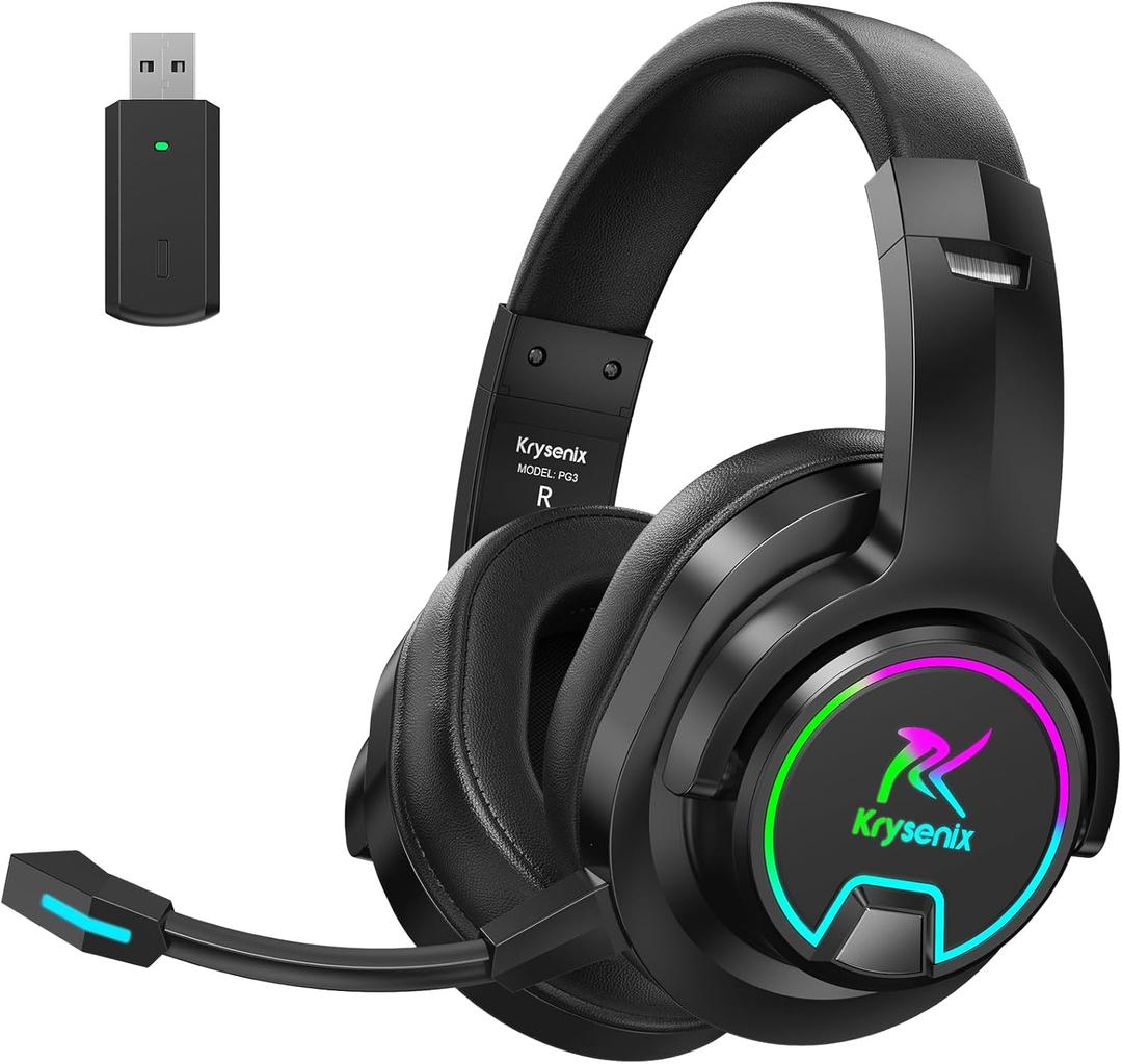 PG3 Wireless Gaming Headset for PS4, PS5, PC - 2.4GHz 7.1 Surround Sound, Bluetooth Gaming Headphone with AI Detachable Noise Canceling Mic, 48-Hr Battery for Laptop, Switch, Mac (Black)