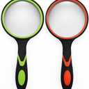 SHENGQIDZ 2 Pack 75mm 10X Handheld Magnifying Glass,Rubber Reading Magnifier for Kids Seniors, Suitable for Hobbies and Science