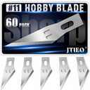 JTIEO 60 PCS Exacto Knife Blades High Carbon Steel #11 Replacement Hobby Blade Hobby Knife Blades Refills Art Blades with Storage Case Exacto Blade for Art, Craft, Scrapbooking, Stencil