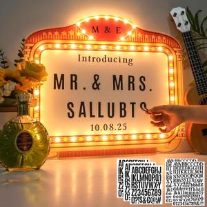 Large Wedding Bottle Service Sign, Personalized Wedding Entrance Props Led Marquee Sign for Reception, 22IN Custom Waterproof Light up Marquee Sign for Bridal Engagement Anniversary Nightclub Gift (Warm White 10)