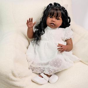 Reborn Baby Dolls Black with Lifelike Soft Body African American Realistic-Newborn Girl Doll 24 Inch 60 cm Best Birthday Gift Set and Toy Accessories Gift for Kids Age 3+