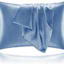 BEDELITE Satin Pillowcase for Hair and Skin, Super Soft and Cooling Similar to Silk Pillow Cases 2 Pack with Envelope Closure, Gift for Women Men(20"x26" Standard Size, Airy Blue)
