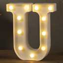 HXWEIYE LED Marquee Letters Lights Sign-U, Led Letters Lights 26 Alphabet, Light Up Number 0-9 Letters Sign for Party Home Birthday Anniversary Battery Powered Lighted Letters(Warm White) (8.5 Inch)