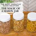 PR1M3 Mason Jars 16 oz Regular Mouth (6 Pack) Clear Glass with Plastic Lids for Sealing, Canning Jars for Food Storage, Overnight Oats, Dry Food, Snacks, Candies, DIY Project.