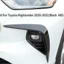 Car Accessories Fit For Toyota Highlander 2020 2021 2022 2023 2024 2025 Exterior Front Fog Light Cover Trim Eyebrow Spoiler (Black) ABS 2 PCS