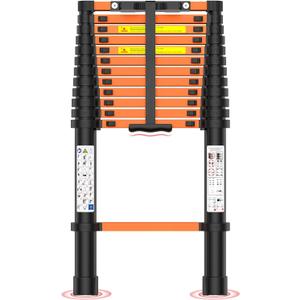 Telescoping Ladder, 12.5 FT Extension Ladder, Heavy Duty 330lbs Max Capacity, Multi-Purpose Collapsible Ladder for RV or Outdoor Work
