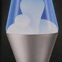 Lava Lamp White Blue and Silver 14.5"