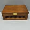 Decorative Rattan Storage Boxes Solid Wood Woven Baskets Bins with Lid Keepsake Memory Jewelry Box Natural Boho Shelf Wicker Closet Desk Organizer Container (Walnut Color, Small Size)