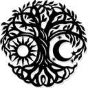 NBEADS Tree of Life Metal Wall Art Decor, 11.8" Black Wall Hanging Decor and Sun Silhouette Wall Art for Home Bedroom Living Room Bathroom Kitchen Office Hotel Wall Decoration