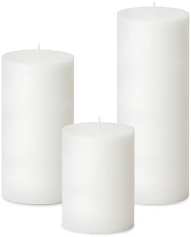 2 Packs Unscented Different Sizes White Pillar Candles, Non-Toxic Dripless Smokeless 3x4, 3x8 Inch Cylinder Candles for Wedding, Home Decor, Dinner Table, Party, Power Outage, Emergency