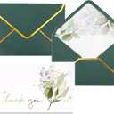 Heavy Duty Thank You Cards with Envelopes - 36 PK Gold Notes 4x6 Inches Baby Shower Wedding Small Business Graduation Funeral Bridal (Greenery)