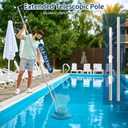 Rechargeable Pool Leaf Vacuum with Telescopic Pole, 83GPM Powerful Suction Cordless Pool Skimmer for Inground & Above Ground Pools with 6.6Gal Leaf Catcher Bag for Heavy Debris Areas