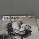 GAOKASE Dish Drying Rack, Stainless Steel-Dish Rack, Dish Racks for Kitchen Counter, Kitchen Dish Drainers with Removable Utensil Holder,New Drain Outlet,Plate Rack and Drainboard,Black