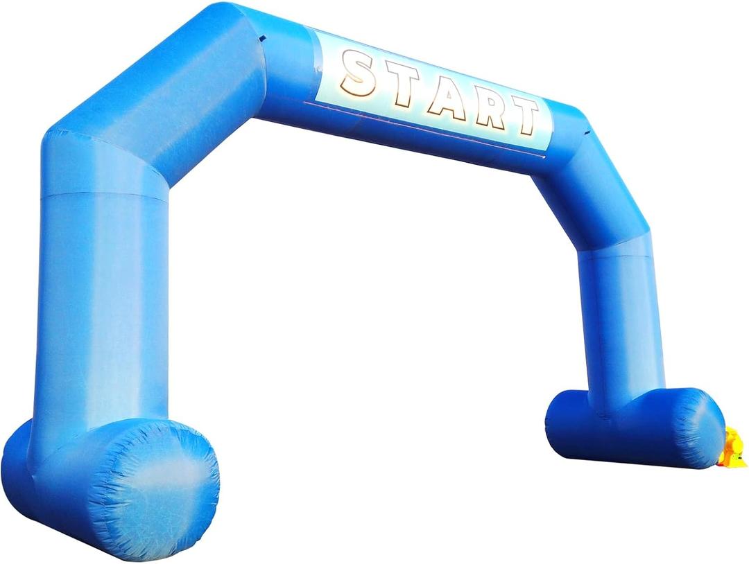 Premium 20ft Start and Finish Line Inflatable Arch in Black - Includes Powerful Blower, Hexagonal Design for Outdoor Race Advertising and Commerce (Blue)