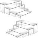 8 Pcs Large Acrylic Display Risers, 2 Sets Clear Stands, 0.19" Thick Rectangular Shelf for Showcase, Dessert, Toys, Perfume
