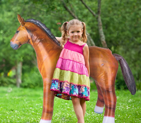 Inflatable Horse Party Decoration - 1 Piece - 38 Inch Blow Up Horse in Brown and Black - Western Themed Party Supplies 
