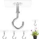 5 Pack Adhesive Ceiling Hooks, Heavy Duty Ceiling Hooks for Hanging Plants Holds Up to 30lbs,No Drill Outdoor Sticky Ceilings Hanger Stick On Hook for Lights, Wind Chimes, Lantern