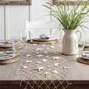 LemonRoad 13 x 72 Inch Nautical Fish Net Table Runner Fish Net Decoration with 34 Pcs Starfish Seahorse and Seashells for DIY Assembly for Ocean Nautical Beach Themed Party Decor(White)