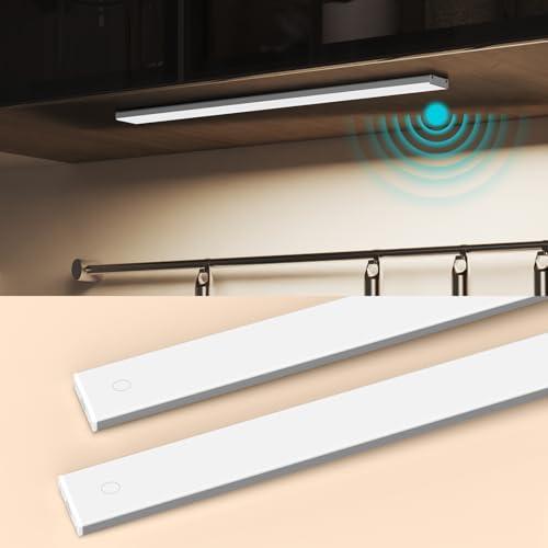 15.7 inches Full Screen Bright Motion Sensor Light Indoor, Rechargeable Under Cabinet Lighting, Quick Setup, 3 Color Temps and Stepless Dimming LED Under Cabinet Lights 4 Pack