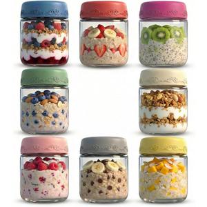 4 OZ Salad Dressing Jar 8 Pack, Airtight Leakproof Bulk Small Glass Sauce Jar with Lids, Reusable for Lunch Box, Bento, Travel & Meal Prep(4 OZ-8Pack)