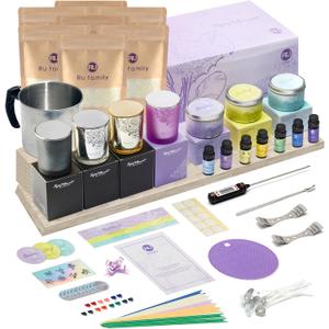 RU HANDMADE DIY Candle Making Kit for Adults Soy Wax Candle Kit for Beginners, Make 7 Full-Size Candles with 7 Gift Boxes, 1120g Wax, 710ml Fragrance Oils, 4 Glass 7oz Jars & 3 Tins