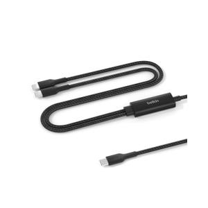 Belkin 2-in-1 USB C to USB C Cable 140W, 5ft Braided Dual Charging Cable - Fast-Charging Combo Cord w/Smart Power Sharing for MacBook, iPhone, iPad, Samsung, Pixel, & More - Travel Essentials - Black