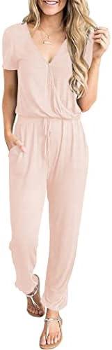 PRETTYGARDEN Jumpsuits for Women 2026 Spring Summer Casual Dressy Short Sleeve Romper Airport Vacation Travel Outfits M