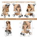 Pet Stroller for Small Dogs and CatsQuick-Folding Portable Travel Cat Dog Stroller with Storage Basket and Cup Holder, 4 Wheels, Beige