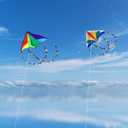 2 x Large Rainbow Delta Kite for Kids & Adults,Single Line Beach Kite for Kids Ages 4-8 & 8-12,Easy to Fly for Toddlers and Beginners