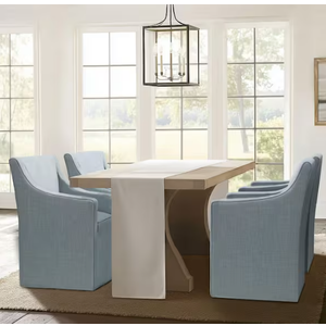 KISLOT Upholstered Dining Chairs with Casters Easy Assembly Modern Accent Armchair with Rollers for Diningroom Bedroom Livingroom Reading Room, Greyish Blu