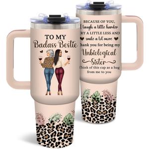 DUUV Bestie Gifts for Women, Friendship Gifts for Friends Sister, To My Badass Bestie Stainless Steel Insulated Mug, Friend Gift for Birthday Christmas Thanksgiving Graduation Friendship Day, 1PCS