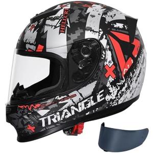 TRIANGLE Kids Motorcycle Helmets Youth Full Face Helmet DOT Approved | Dual Visors (Clear & Tinted) with Adjustable Chin Strap for Teens, Lightweight Youth Street Bike Sport Helmet X-Large