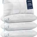 Nuzzle Pillows Queen Size Set of 4 Cooling Adjustable Pillows for Side Sleepers, Luxury Hotel Collection Bed Pillows  Best Adjust Height Soft Firm Pillows for Back, Stomach and Side Sleepers (White)